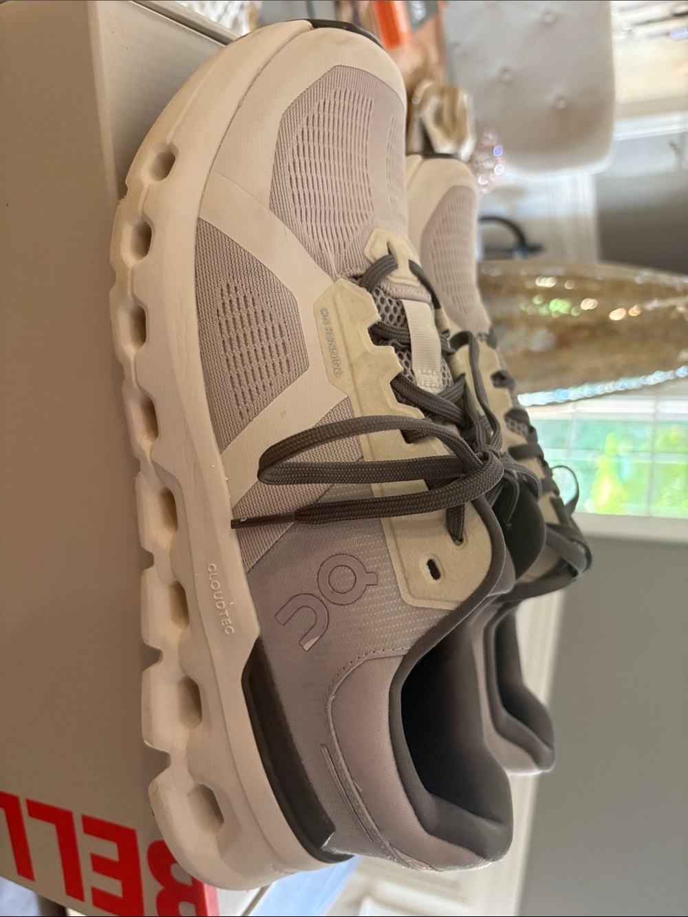 On Running Grey and White Men's Cloud Athletic Sneakers